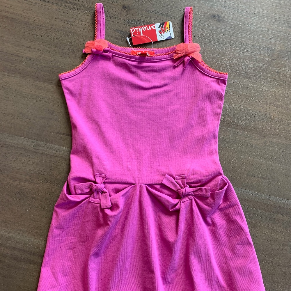New One Kid Girls Purple & Coral Knit Knot Dress